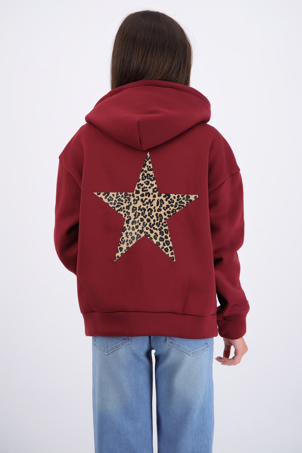 Chamarra estampado estrella animal print VINO