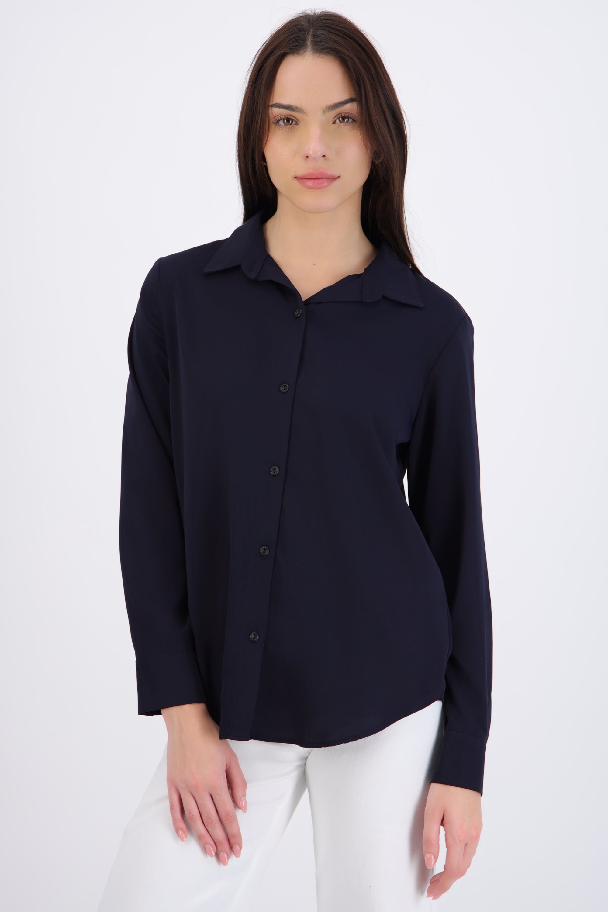 Camisa lisa manga larga botones