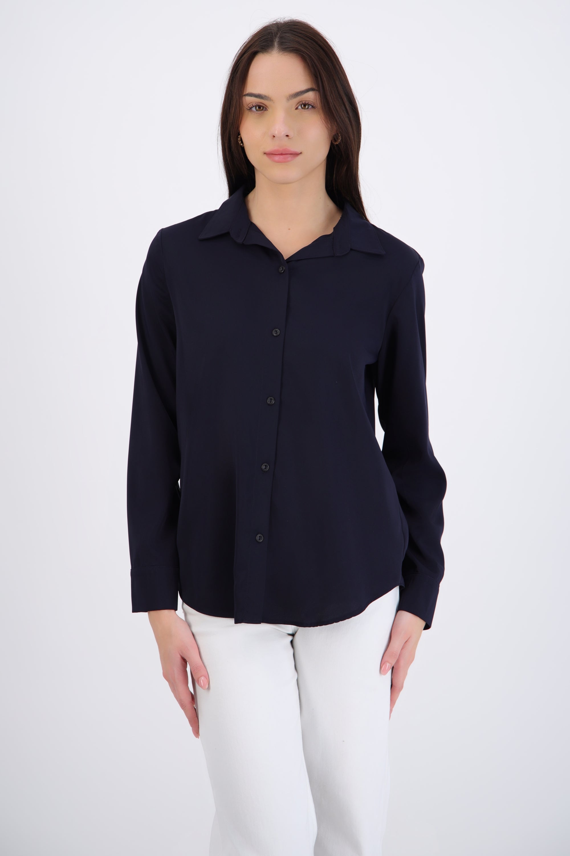 Camisa lisa manga larga botones