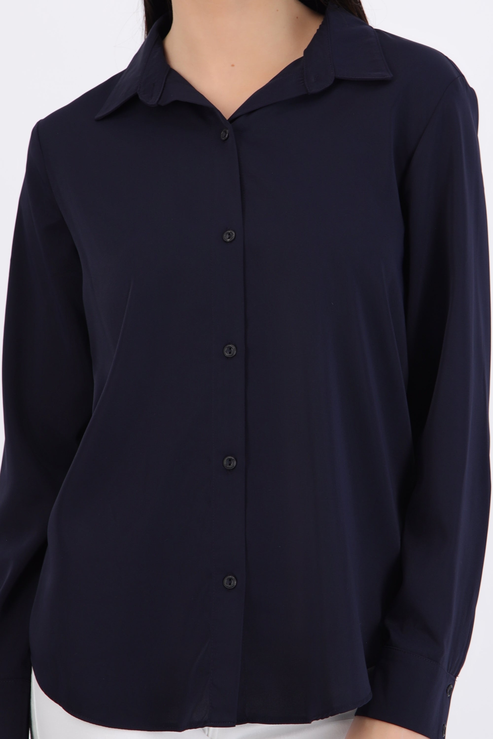 Camisa lisa manga larga botones
