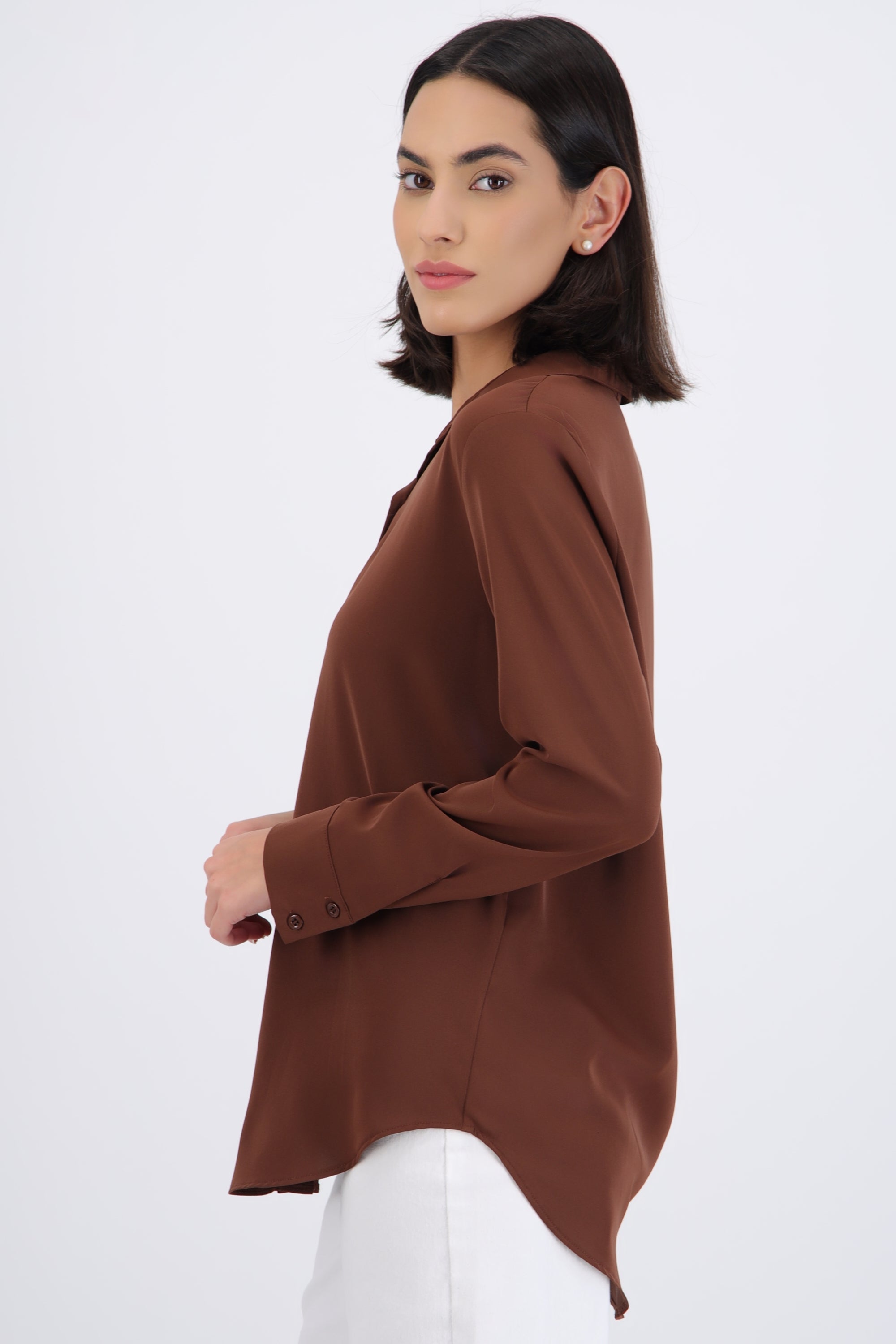 Camisa lisa manga larga botones