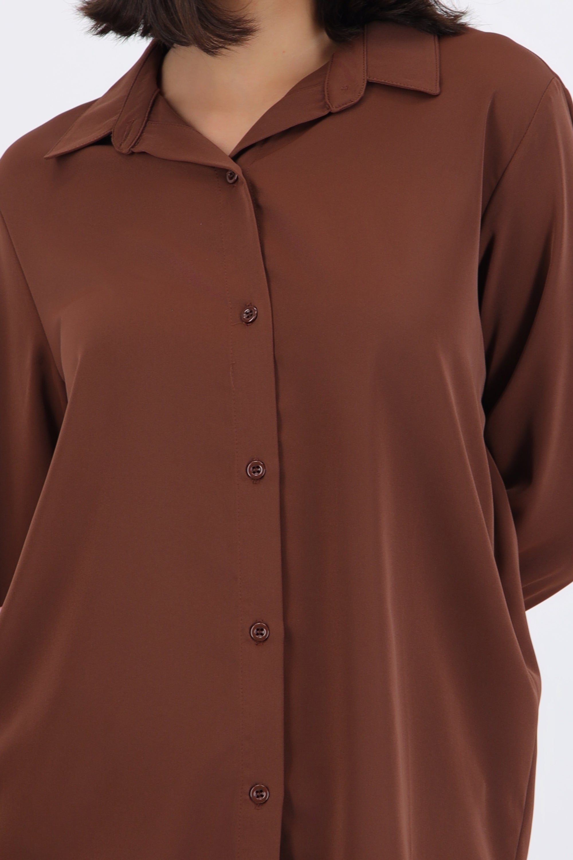Camisa lisa manga larga botones