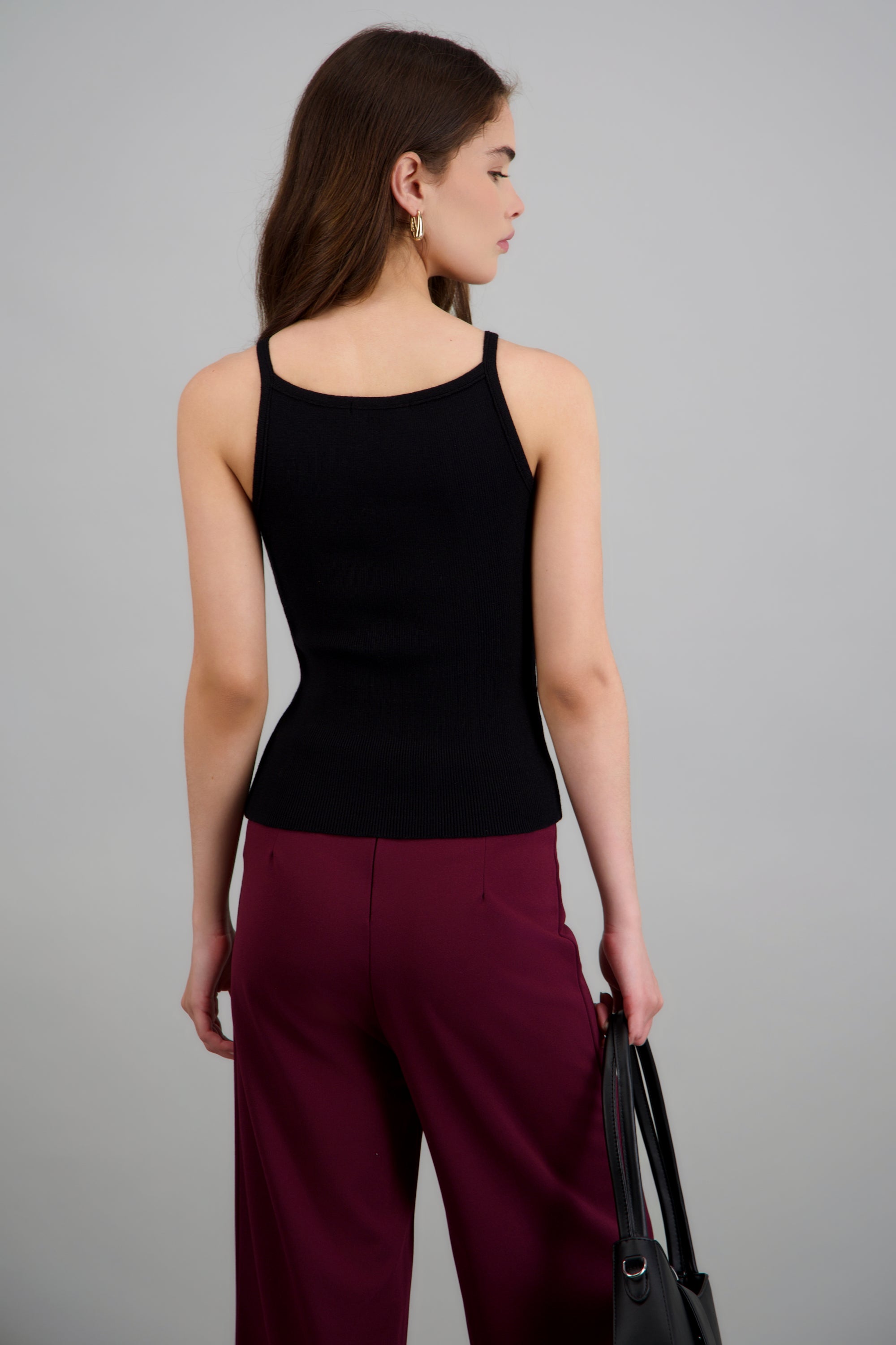 Top escote recto tirantes NEGRO