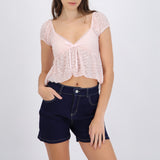 Blusa manga corta de encaje