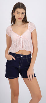 Blusa manga corta de encaje