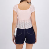Blusa manga corta de encaje
