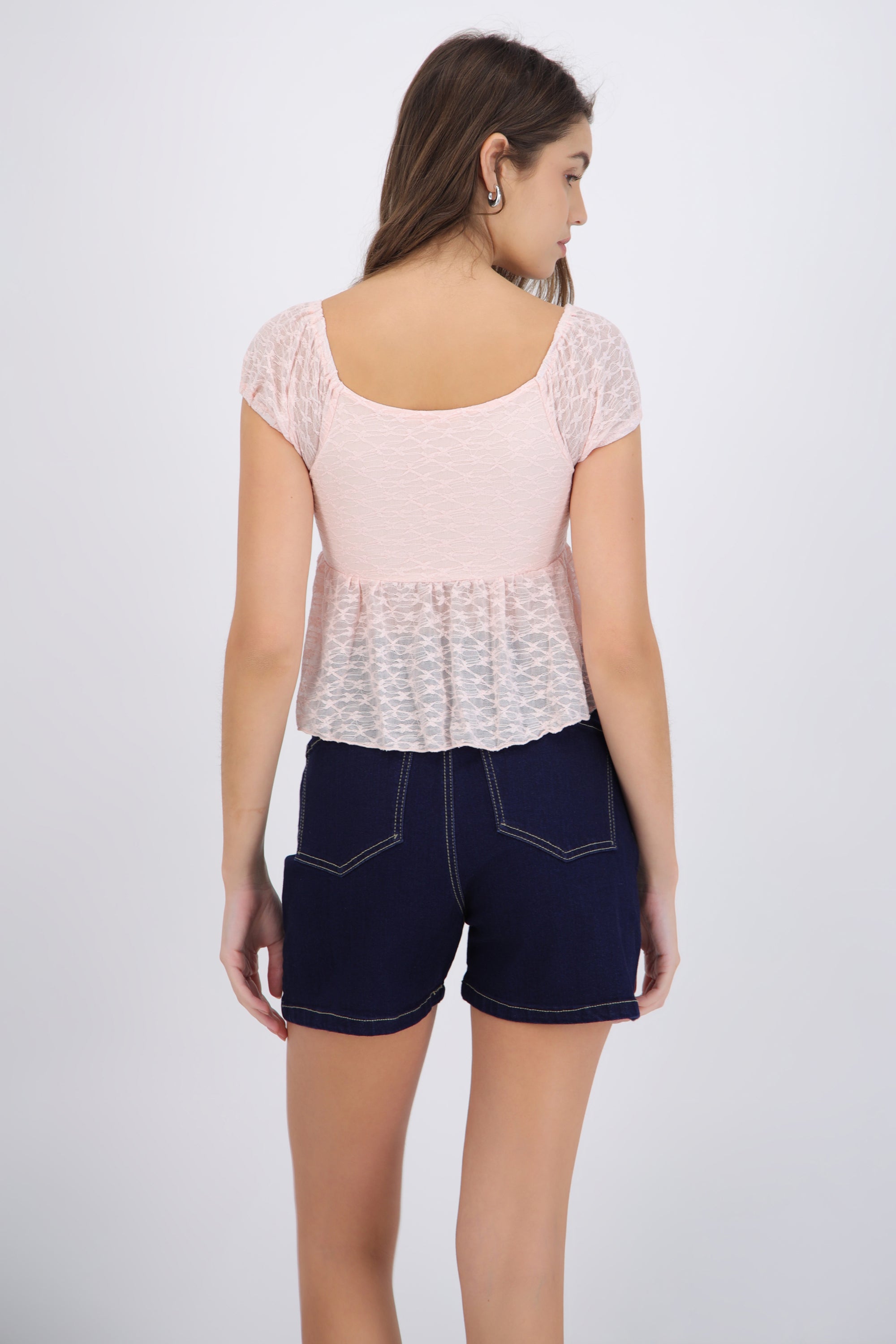 Blusa manga corta de encaje