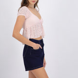 Blusa manga corta de encaje