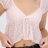 Blusa manga corta de encaje