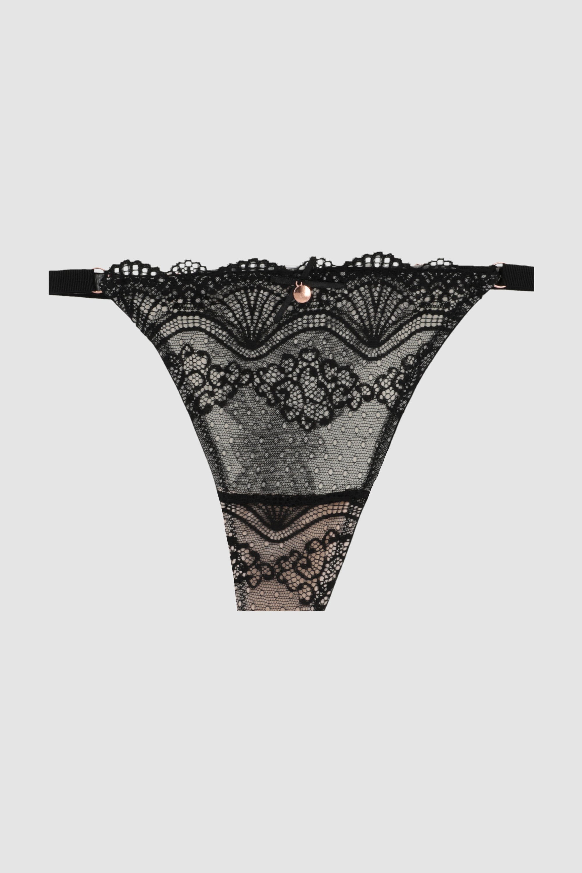 Tanga encaje contraste NEGRO COMBO