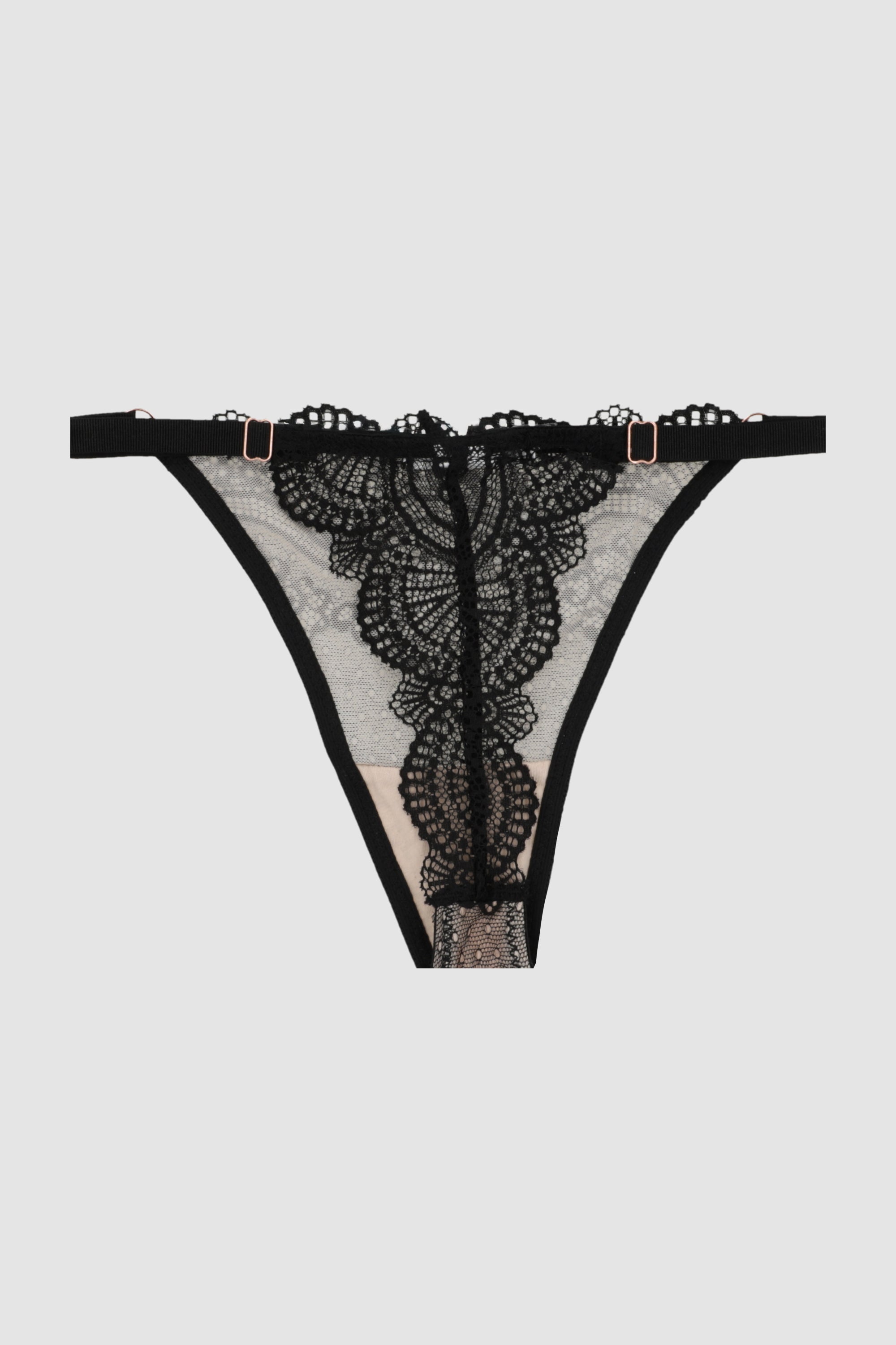 Tanga encaje contraste NEGRO COMBO