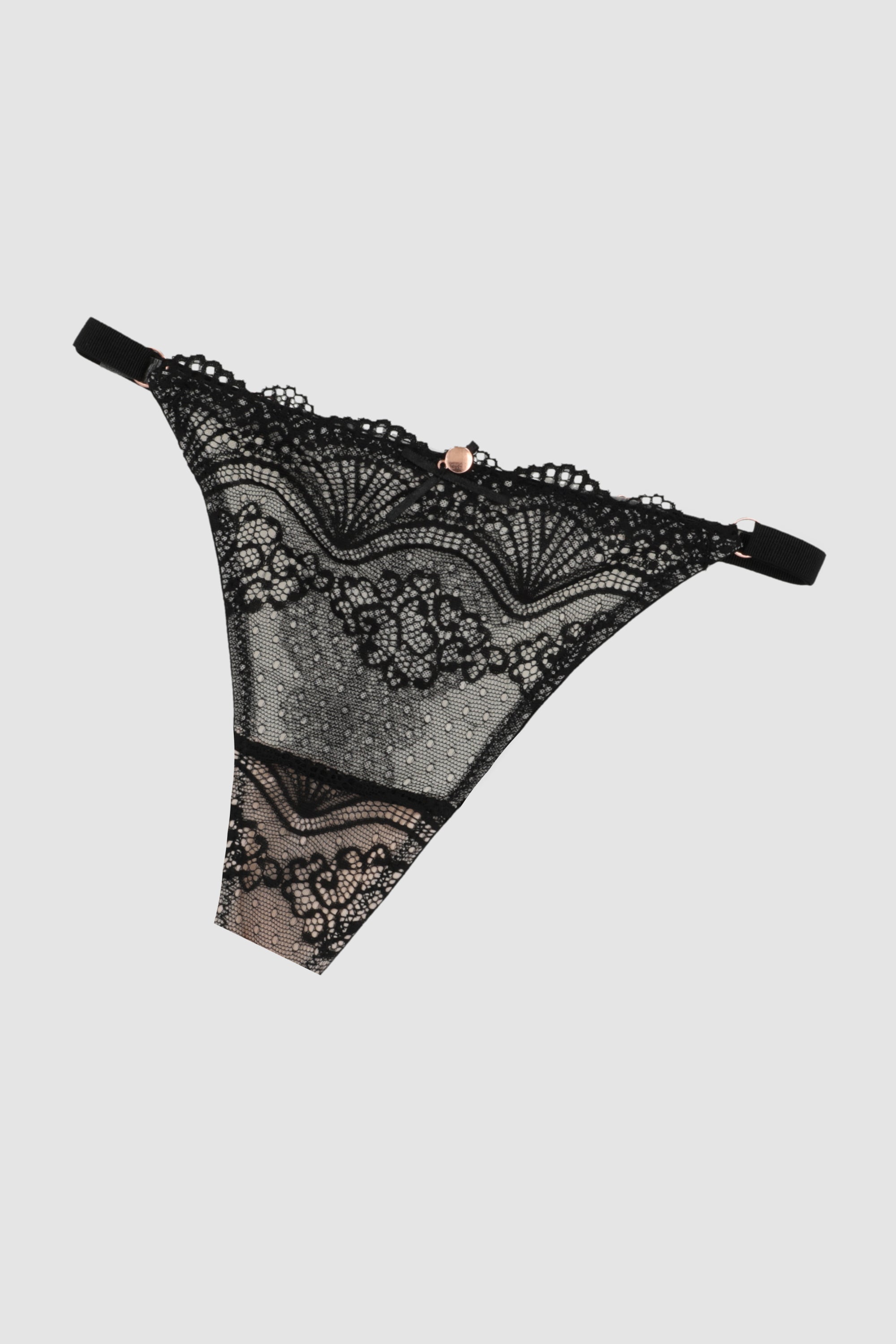 Tanga encaje contraste NEGRO COMBO