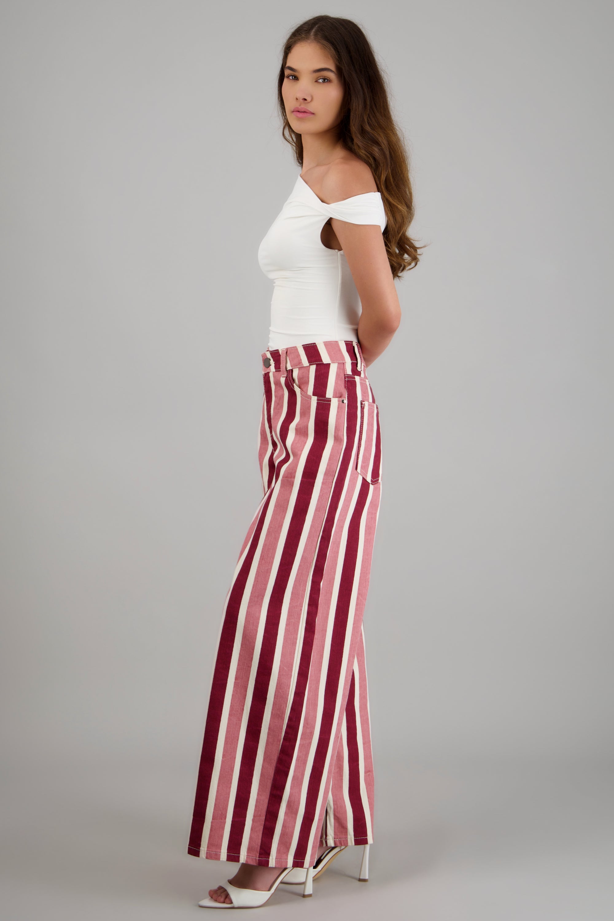 Jeans wide leg rayas gruesas ROSA