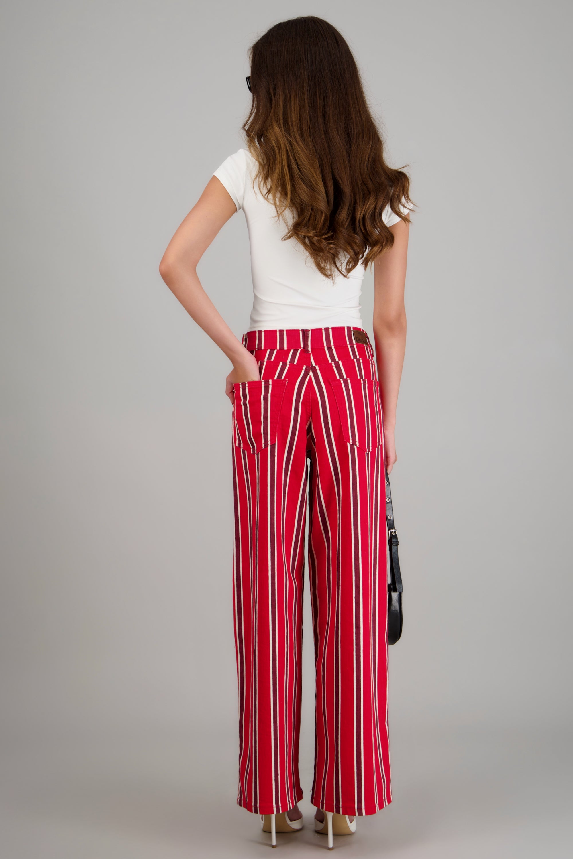 Jeans wide leg rayas ROJO