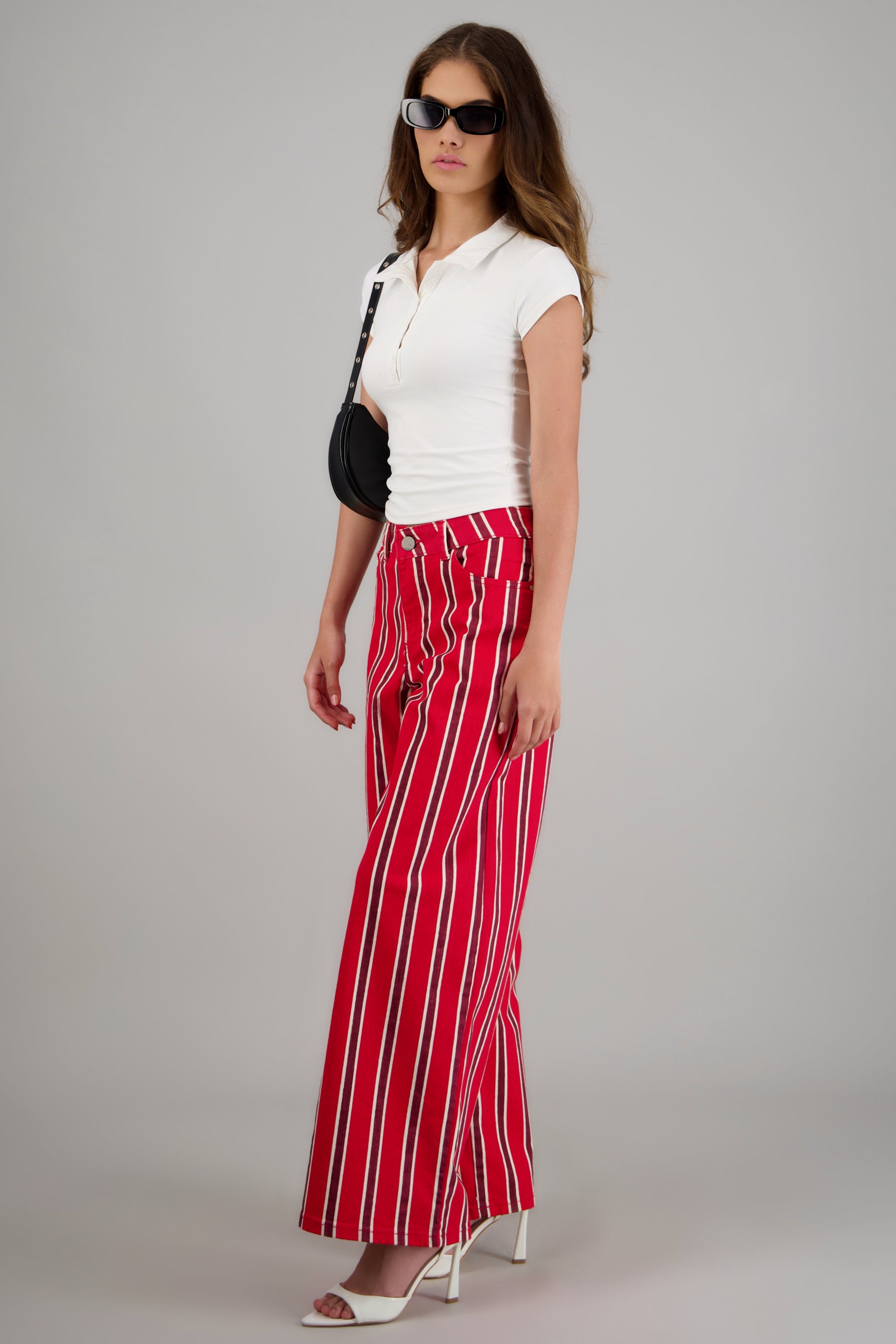 Jeans wide leg rayas ROJO