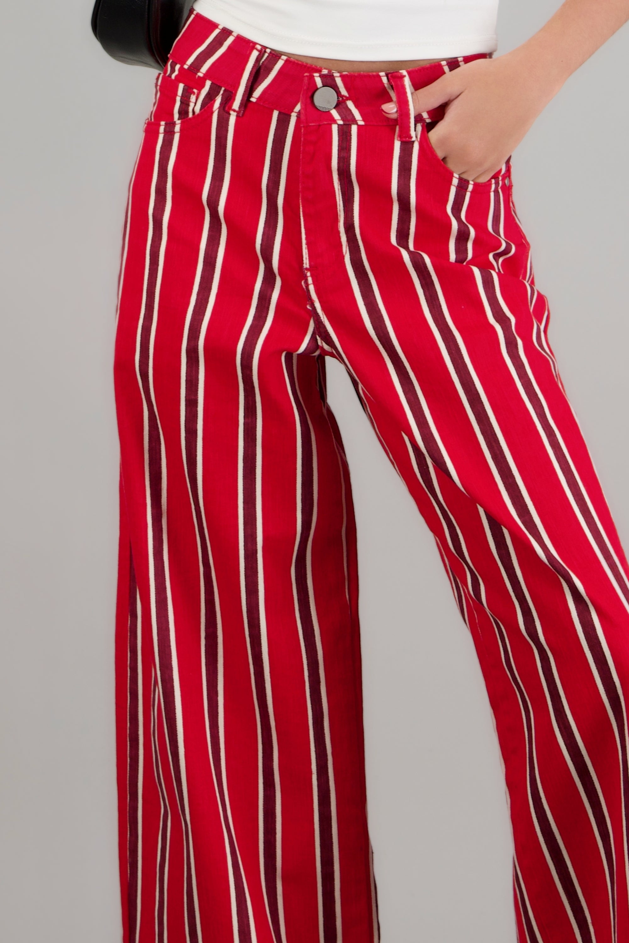 Jeans wide leg rayas ROJO