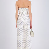 Jumpsuit strapless cinto polka dots