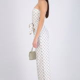 Jumpsuit strapless cinto polka dots