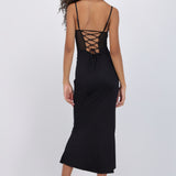 Vestido satin con transparencia