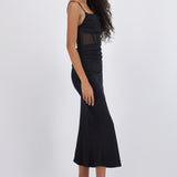 Vestido satin con transparencia
