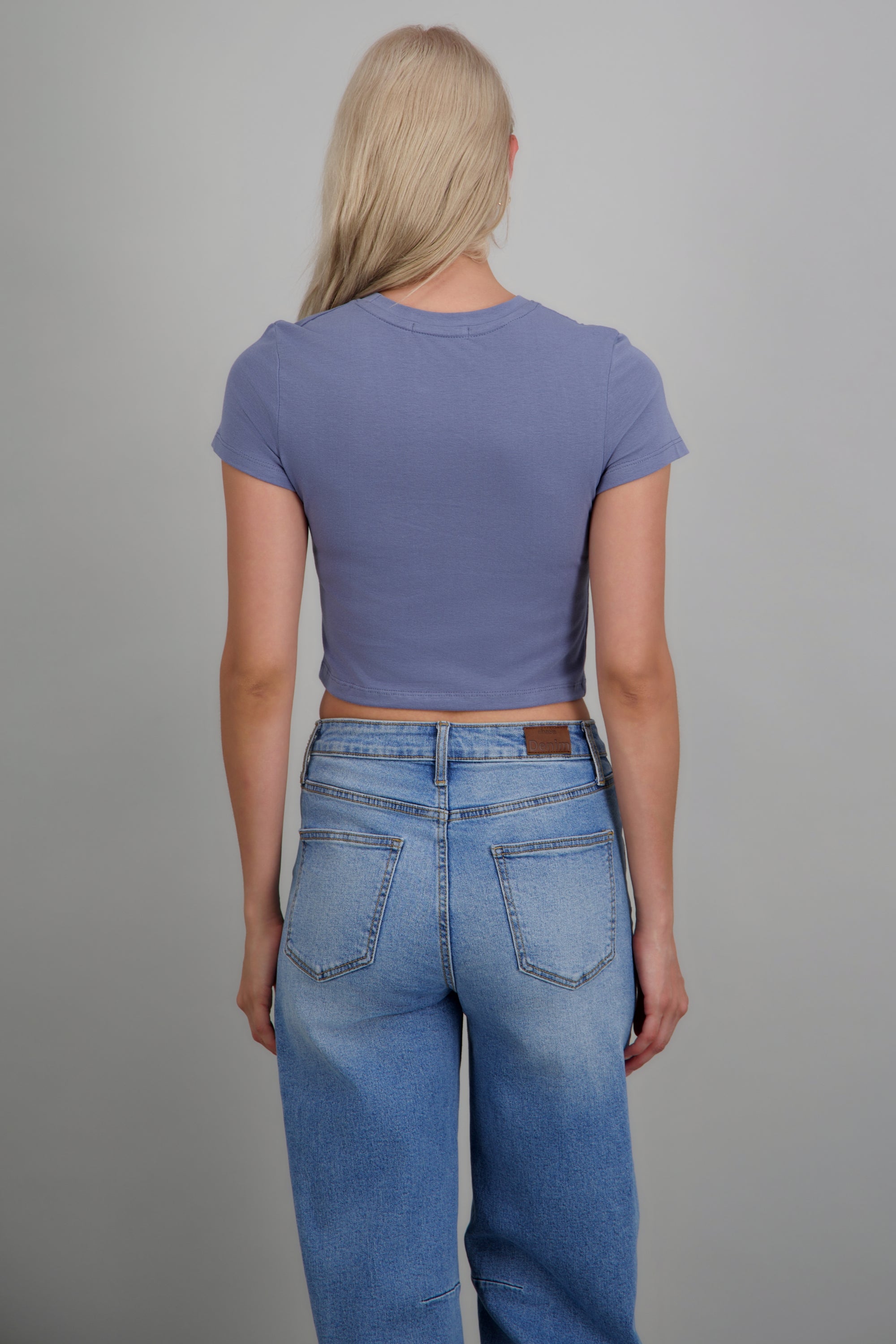Playera crop estampado langosta AZUL COMBO