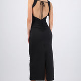 Vestido liso escote espalda