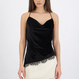 Blusa velvet detalle encaje