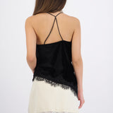 Blusa velvet detalle encaje