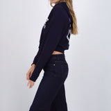 Sudadera crop estampado tenis