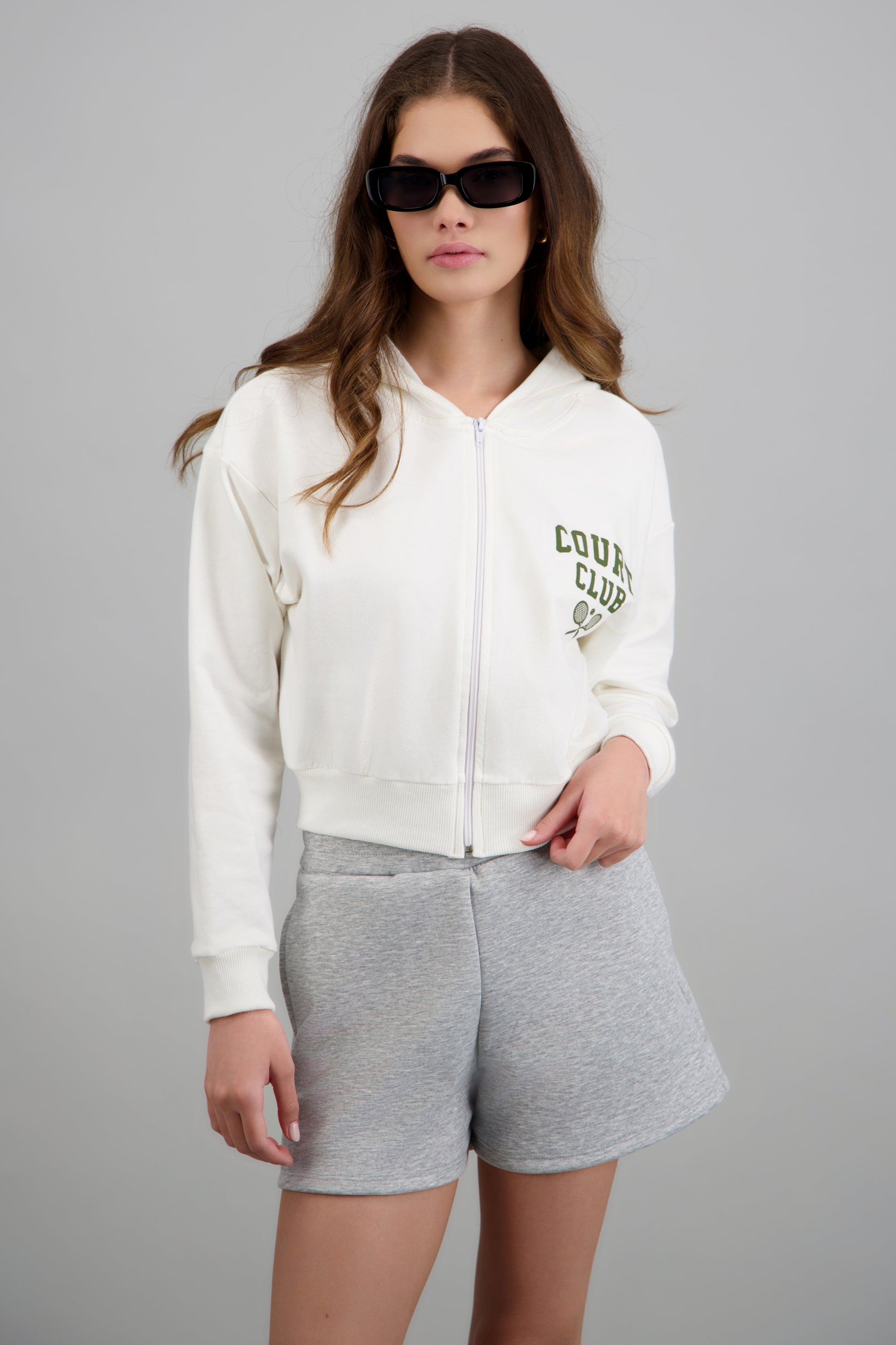 Sudadera crop estampado tenis BLANCO