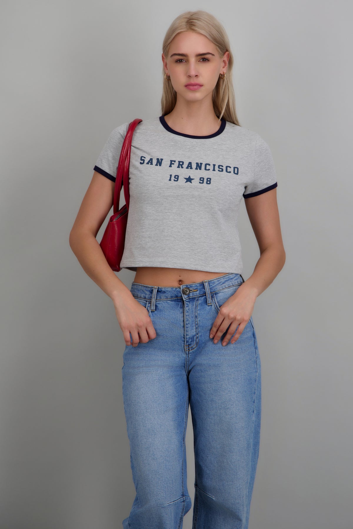 Playera crop san francisco GRIS JASPE