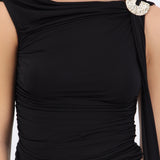 Top sin mangas drapeado detalle hombro