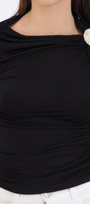 Top sin mangas drapeado detalle hombro
