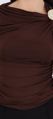 Top sin mangas drapeado detalle hombro