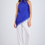 Top halter amarre satinado detalle encaje