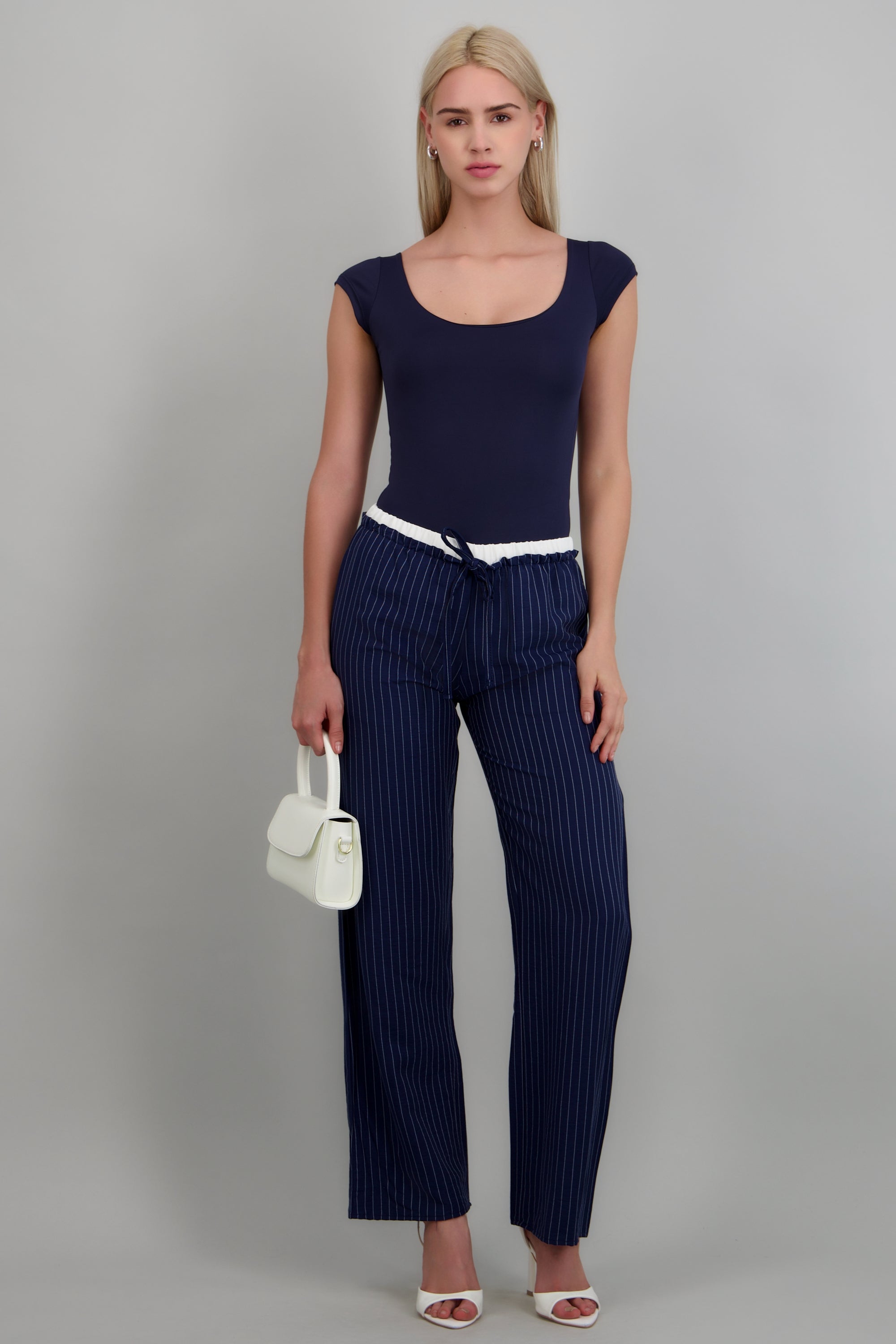 Pantalon pretina doble detalle rayas MARINO