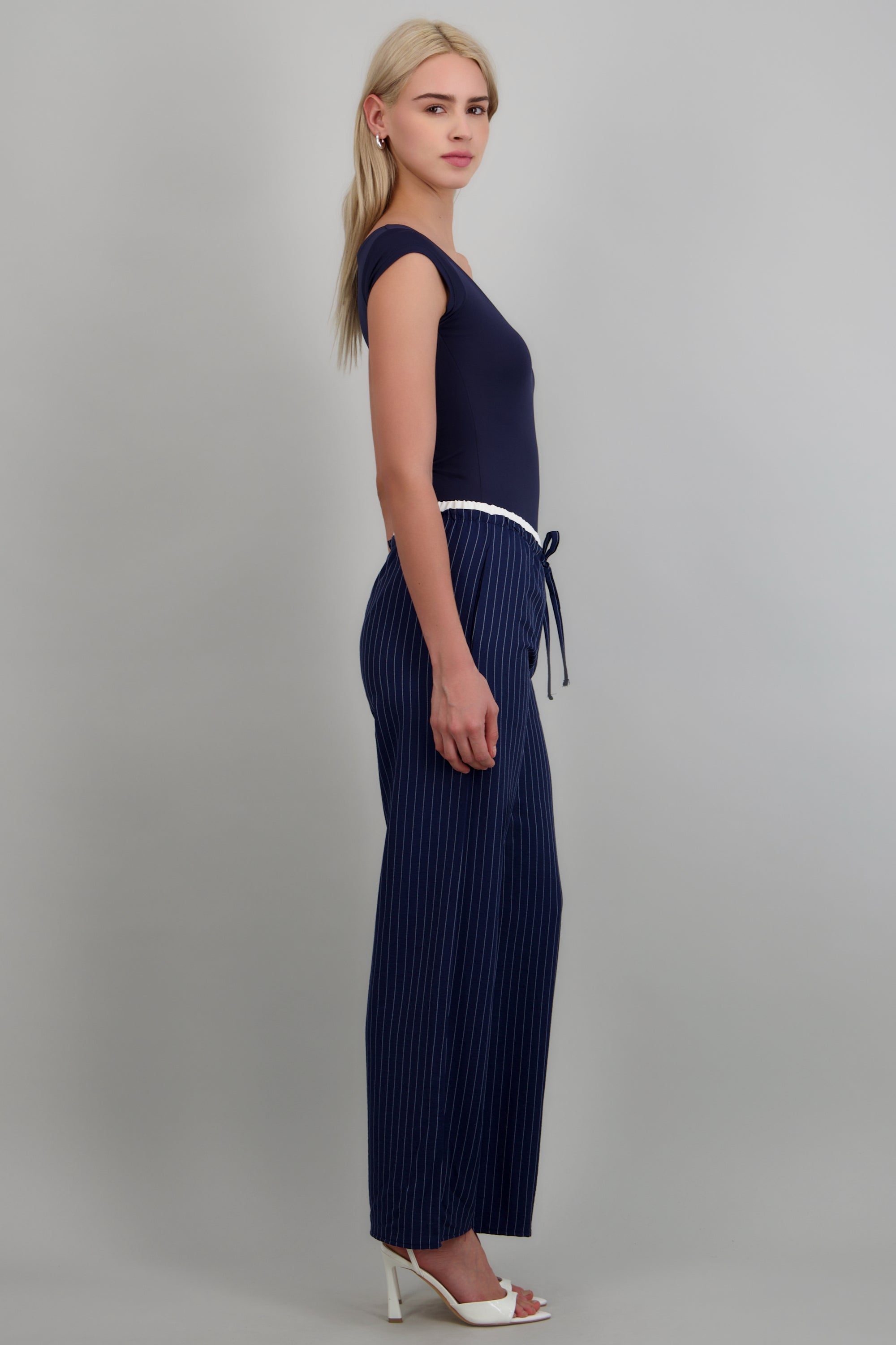Pantalon pretina doble detalle rayas MARINO