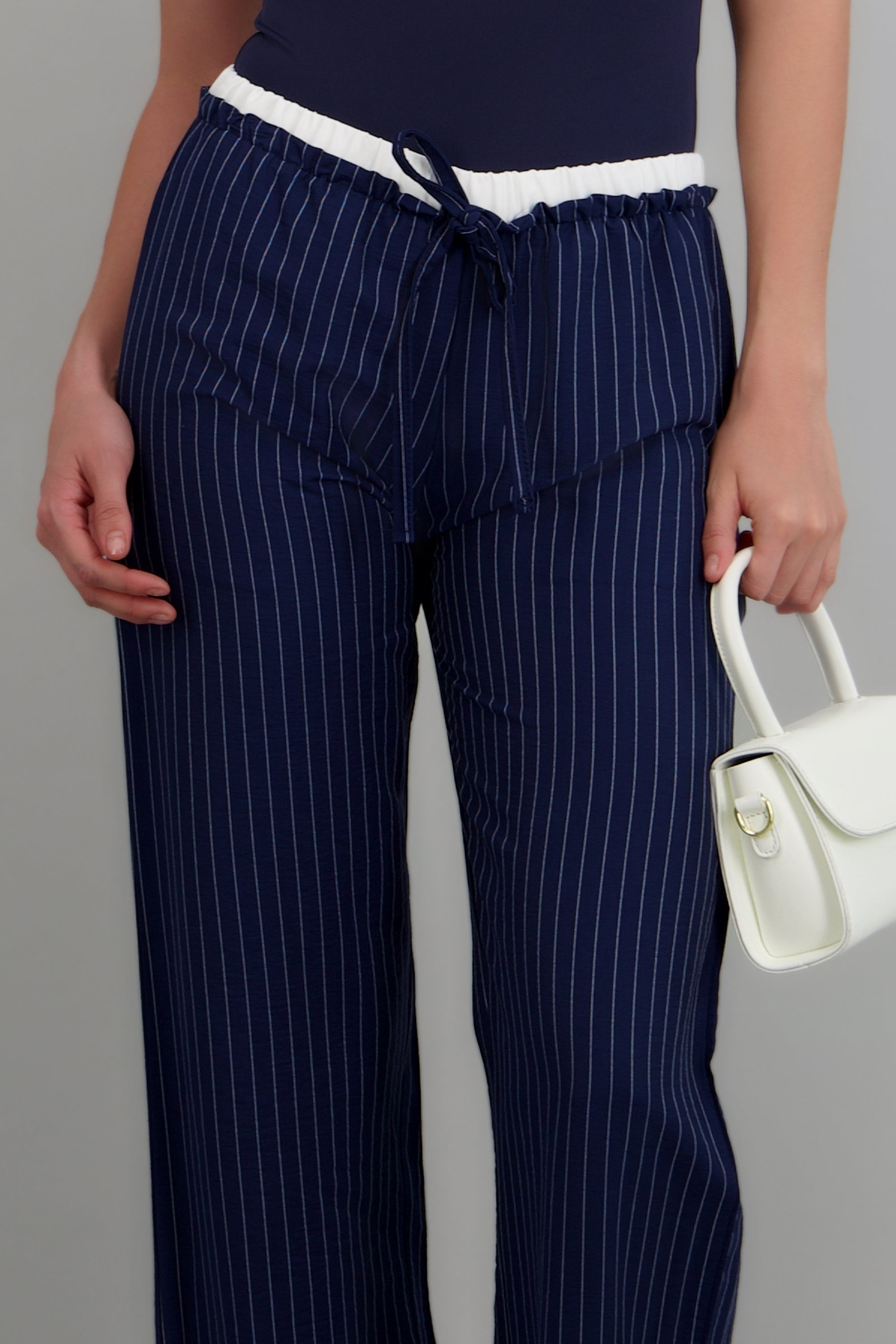 Pantalon pretina doble detalle rayas MARINO