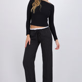 Pantalón pretina doble detalle rayas