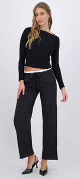 Pantalón pretina doble detalle rayas