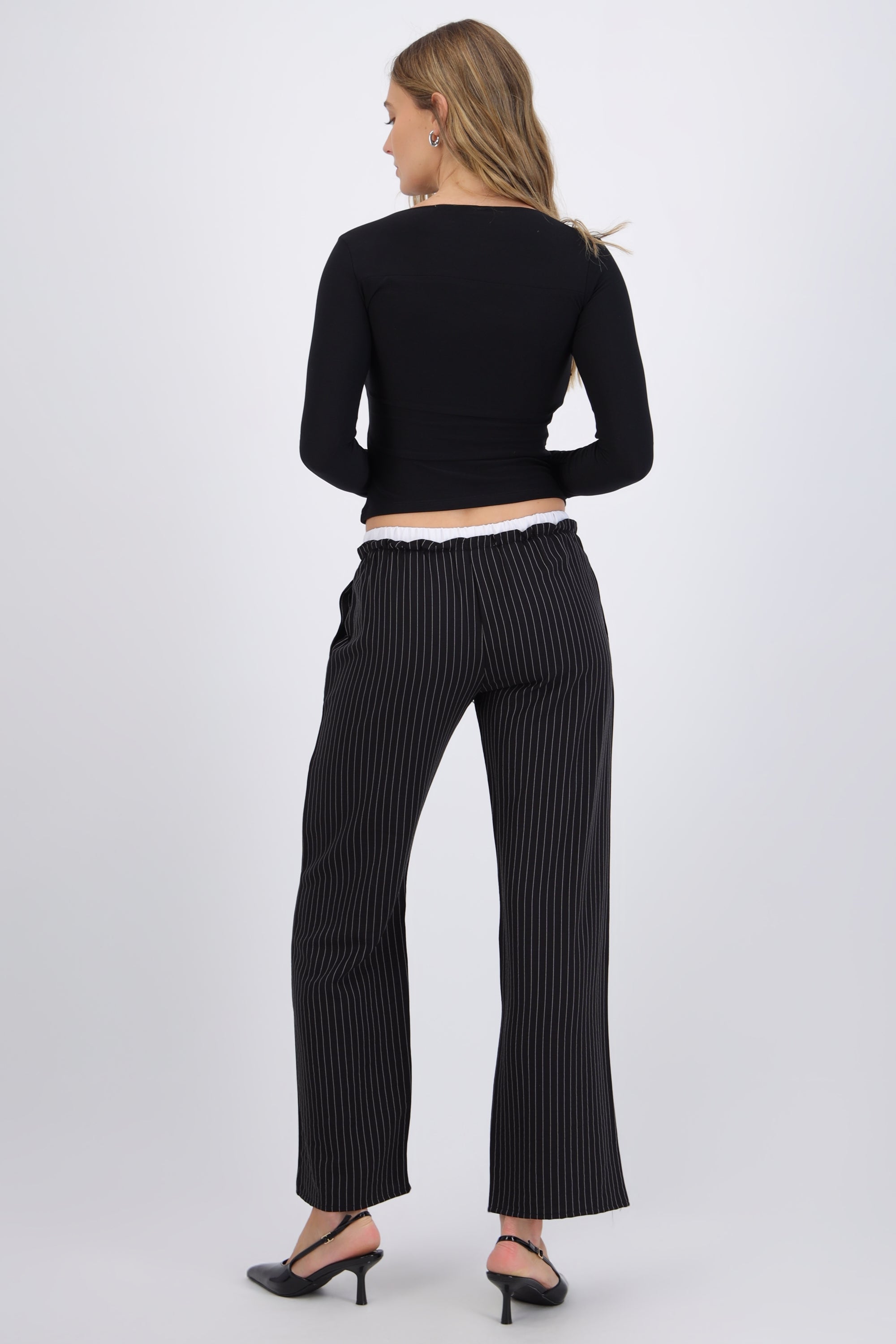 Pantalón pretina doble detalle rayas