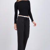Pantalón pretina doble detalle rayas