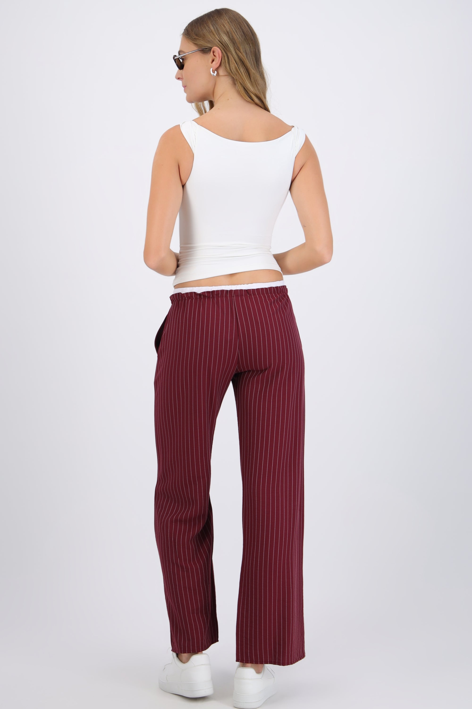 Pantalón pretina doble detalle rayas