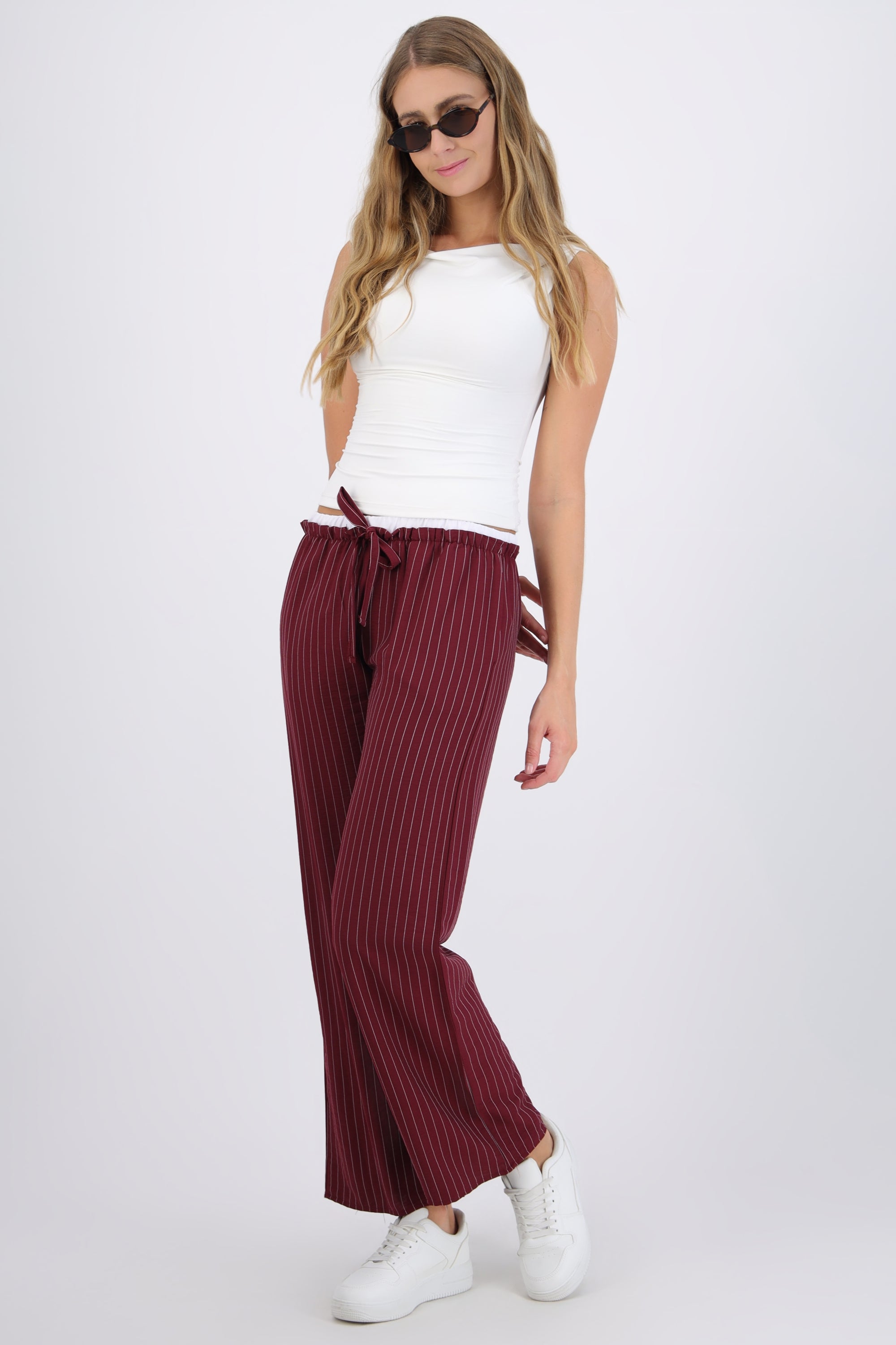 Pantalón pretina doble detalle rayas