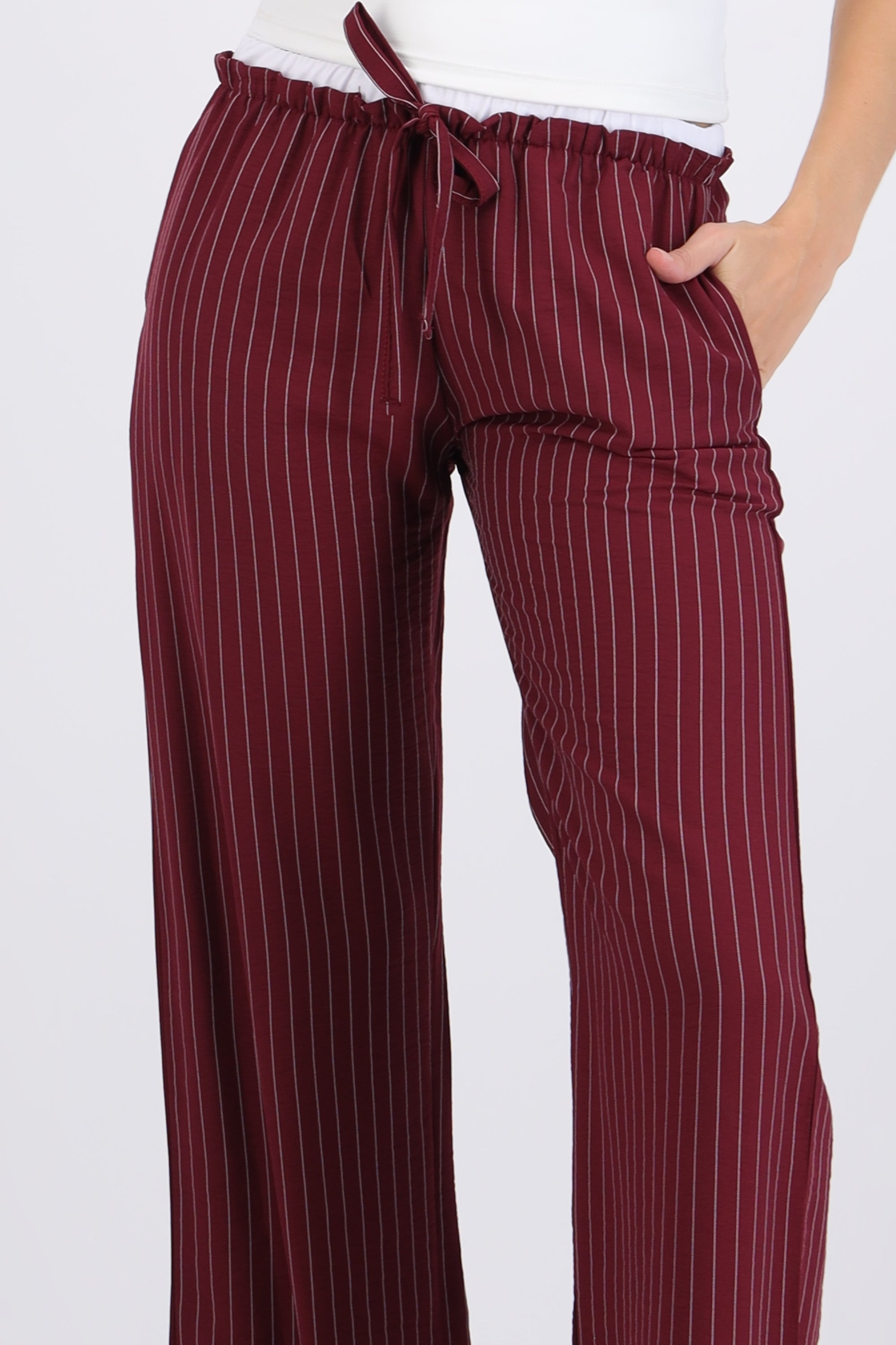 Pantalón pretina doble detalle rayas