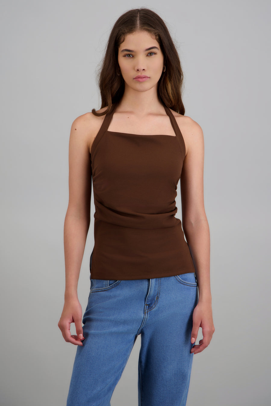 Top detalle fruncido cuello halter