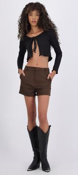 Shorts suede con bolsas