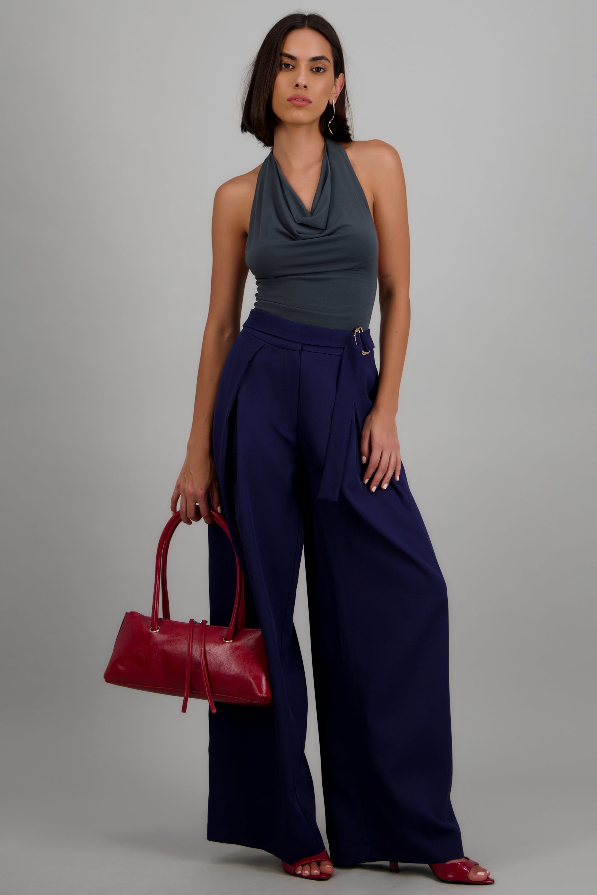 Pantalon recto detalle hebilla MARINO