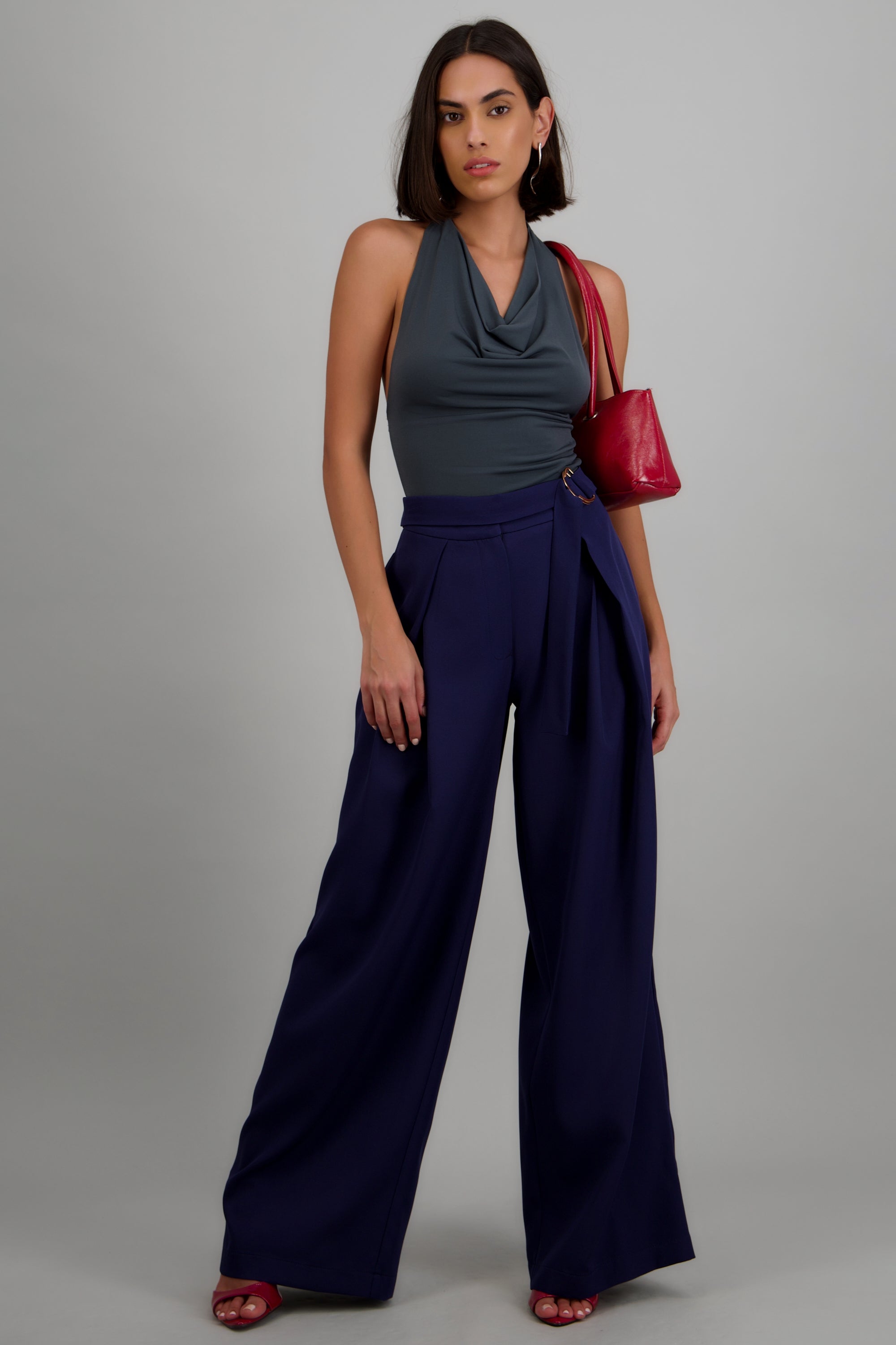 Pantalon recto detalle hebilla MARINO