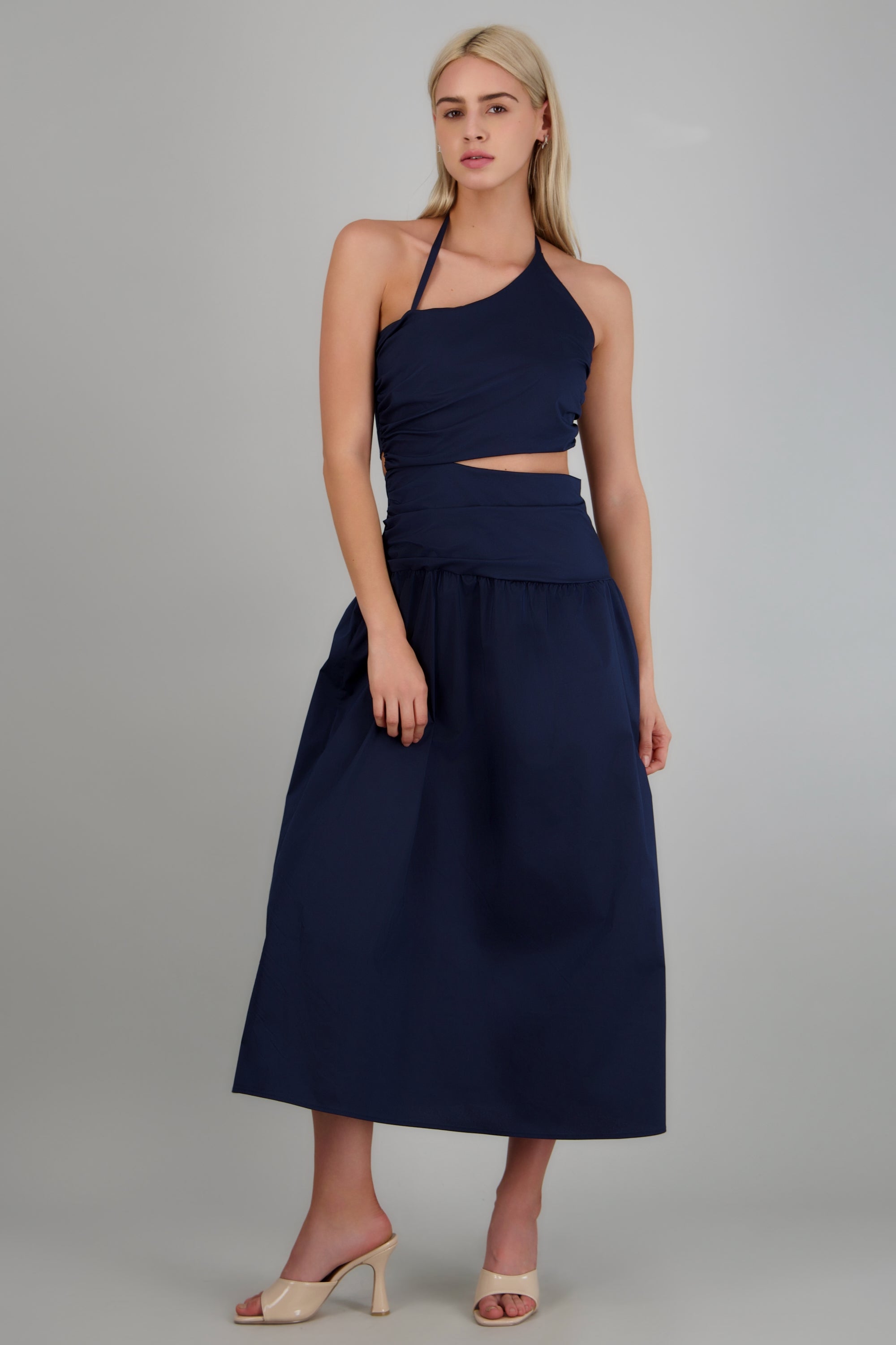 Vestido maxi sin mangas escote asimetrico MARINO